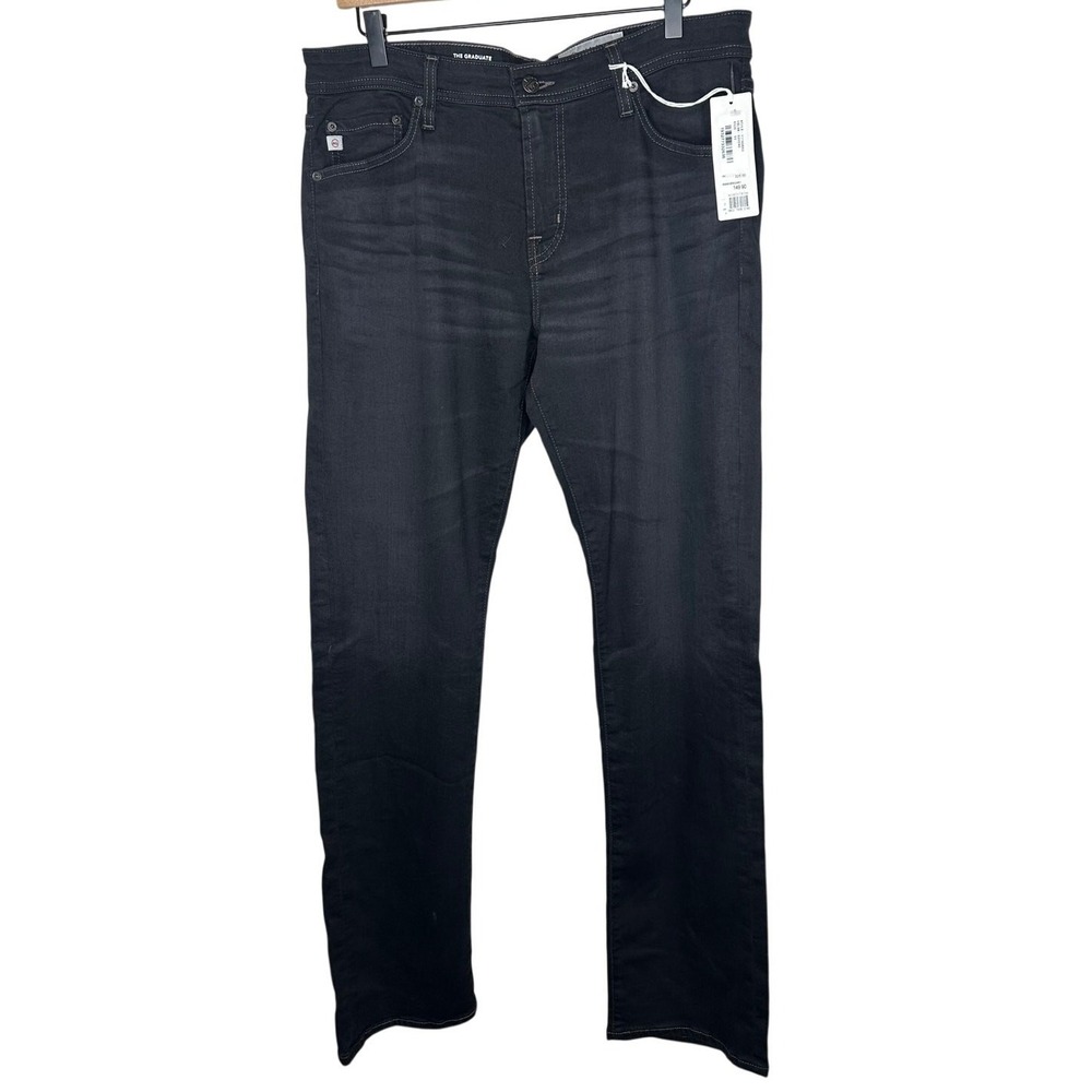 AG Adriano Goldschmied The Graduate Tailored Leg Black Stretch Jeans Mens 33 NWT